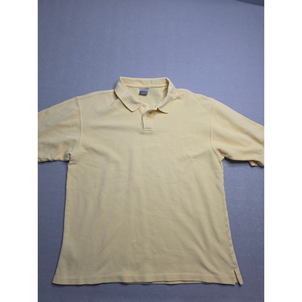 Nike Polo Shirt Men Large Yellow 100% Cotton Resort Wear Golf Tennis Performance